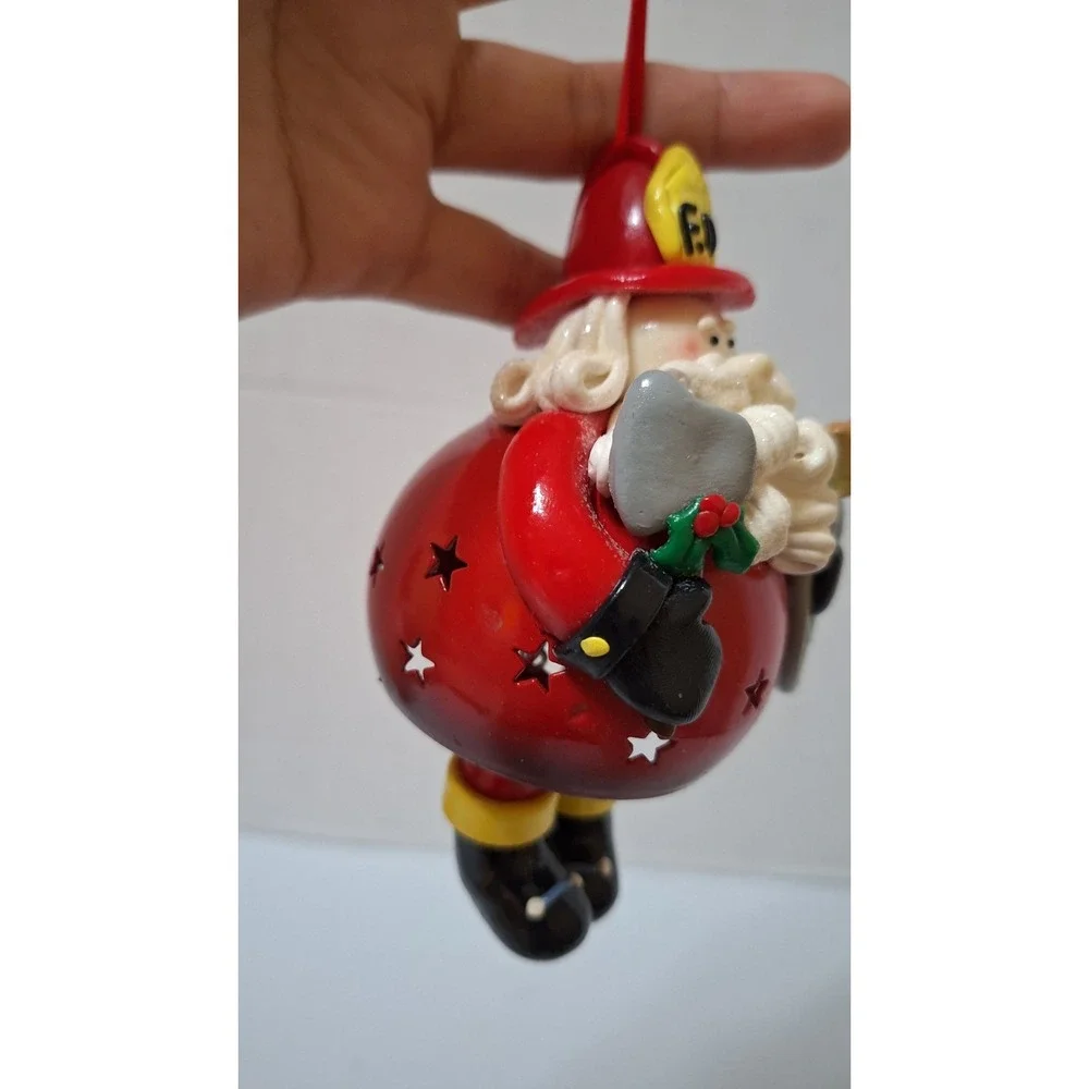Firefighter Christmas Ornament‎ Roly Poly Fireman Santa with Dangly Legs 6